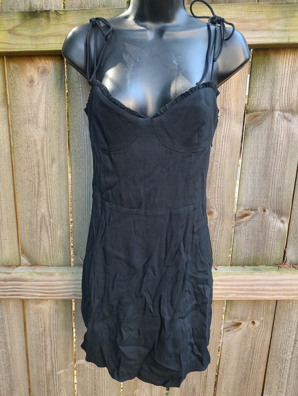 🏵️ Wilfred Fable Black Tie Strap Ruffle Bodice Mini Dress Small